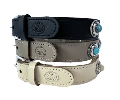 Sazzz Hundehalsband Adventure Stone Classic Leder Creme